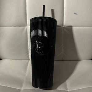 Starbucks 2024 Black Pleated Metallic Tumbler